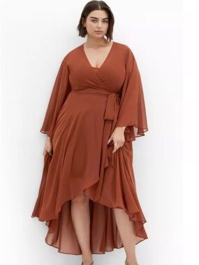 City Chic Ginger Fleetwood Maxi Ethereal Wrap Dress with Slip Size 12 NWT